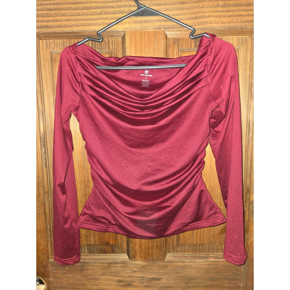 Sarin Mathews Long Sleeve Ruched Cowl Neck Top Set of 3 Burgundy Blue Taupe